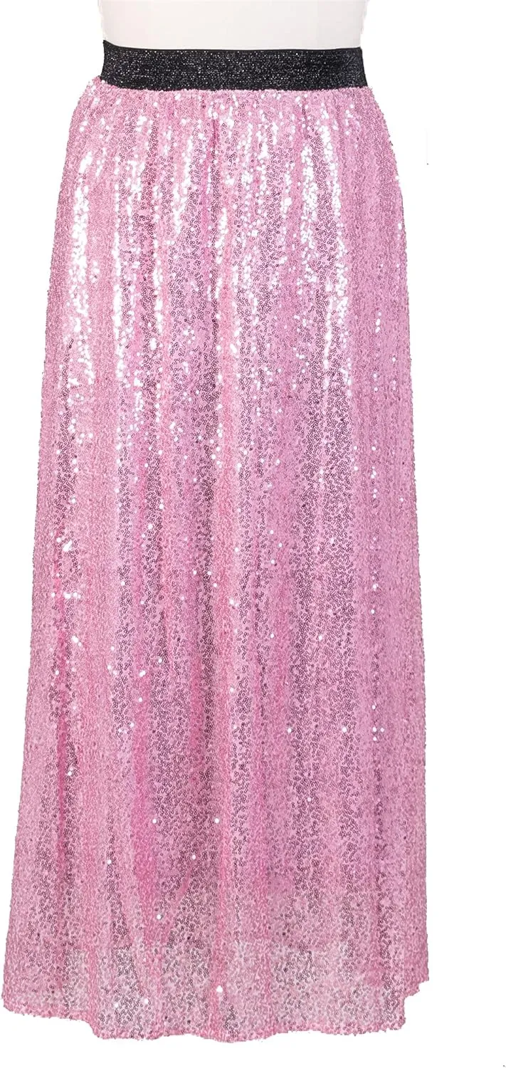 KARACHIC BY NF Women's Sexy Layered Sequin High-Waist Long Maxi Skirts - Evening Party Skirt