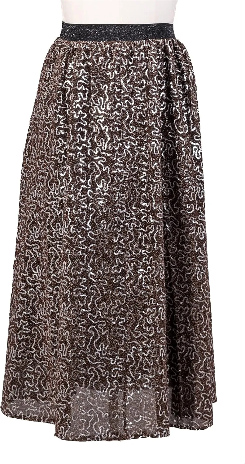 KARACHIC BY NF Women's Sexy Layered Sequin High-Waist Long Maxi Skirts - Evening Party Skirt