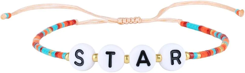 KELITCH Letter Beaded Bracelet Bohemian Friendship Strand Bracelets Charm Bracelets For Women
