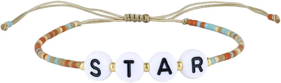 KELITCH Letter Beaded Bracelet Bohemian Friendship Strand Bracelets Charm Bracelets For Women