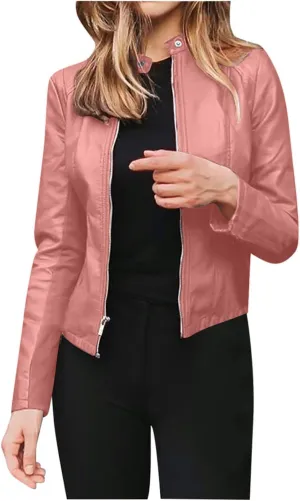 Kuluzego Womens Cardigan Front Coat Baby Tees Jacket Outerwear for Women Long Sleeve Faux Leather Fall Winter Coat 2025 Y2K