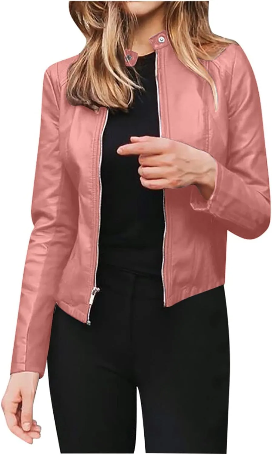 Kuluzego Womens Cardigan Front Coat Baby Tees Jacket Outerwear for Women Long Sleeve Faux Leather Fall Winter Coat 2025 Y2K