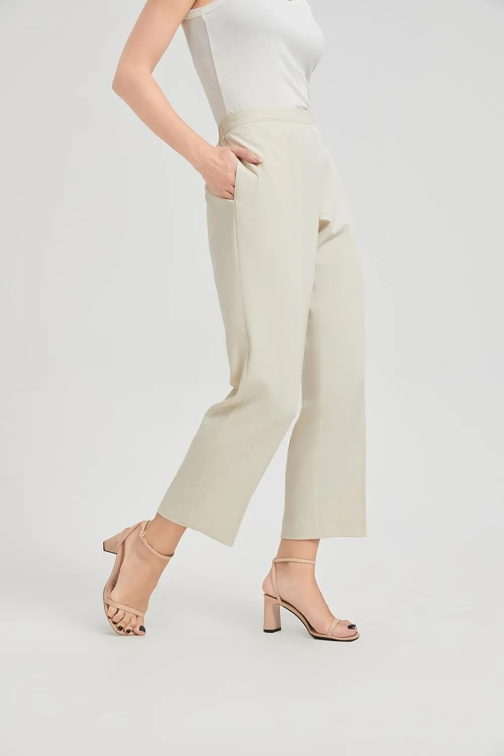 KYAL Women's High Waisted Stretchy Work Pants Straight Leg Business Office Trousers