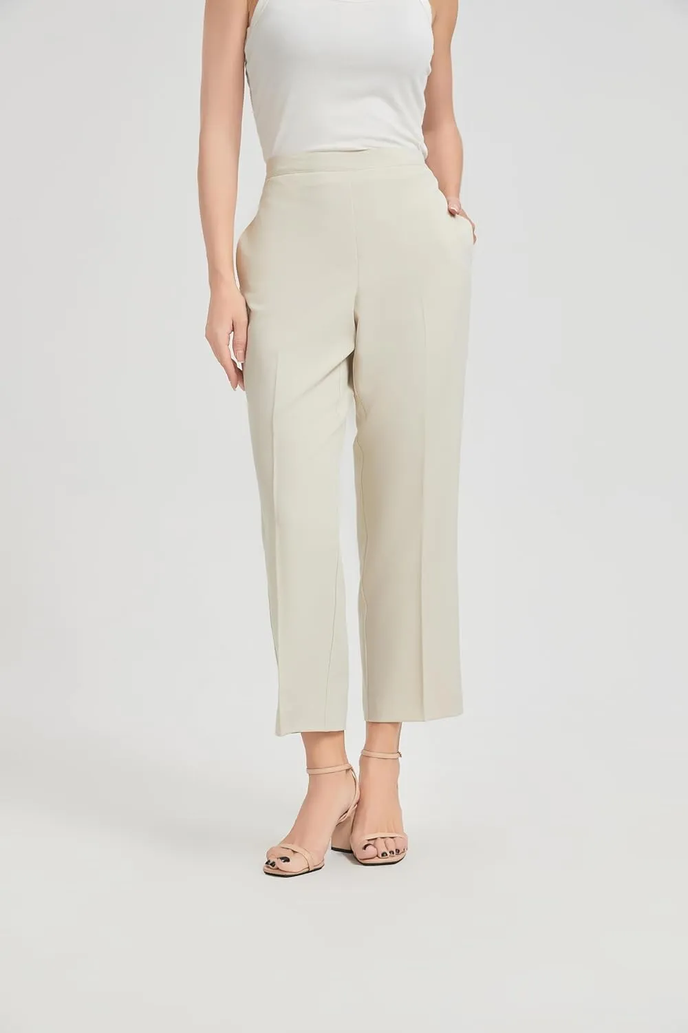 KYAL Women's High Waisted Stretchy Work Pants Straight Leg Business Office Trousers