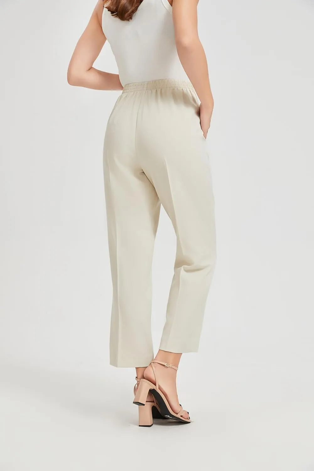 KYAL Women's High Waisted Stretchy Work Pants Straight Leg Business Office Trousers