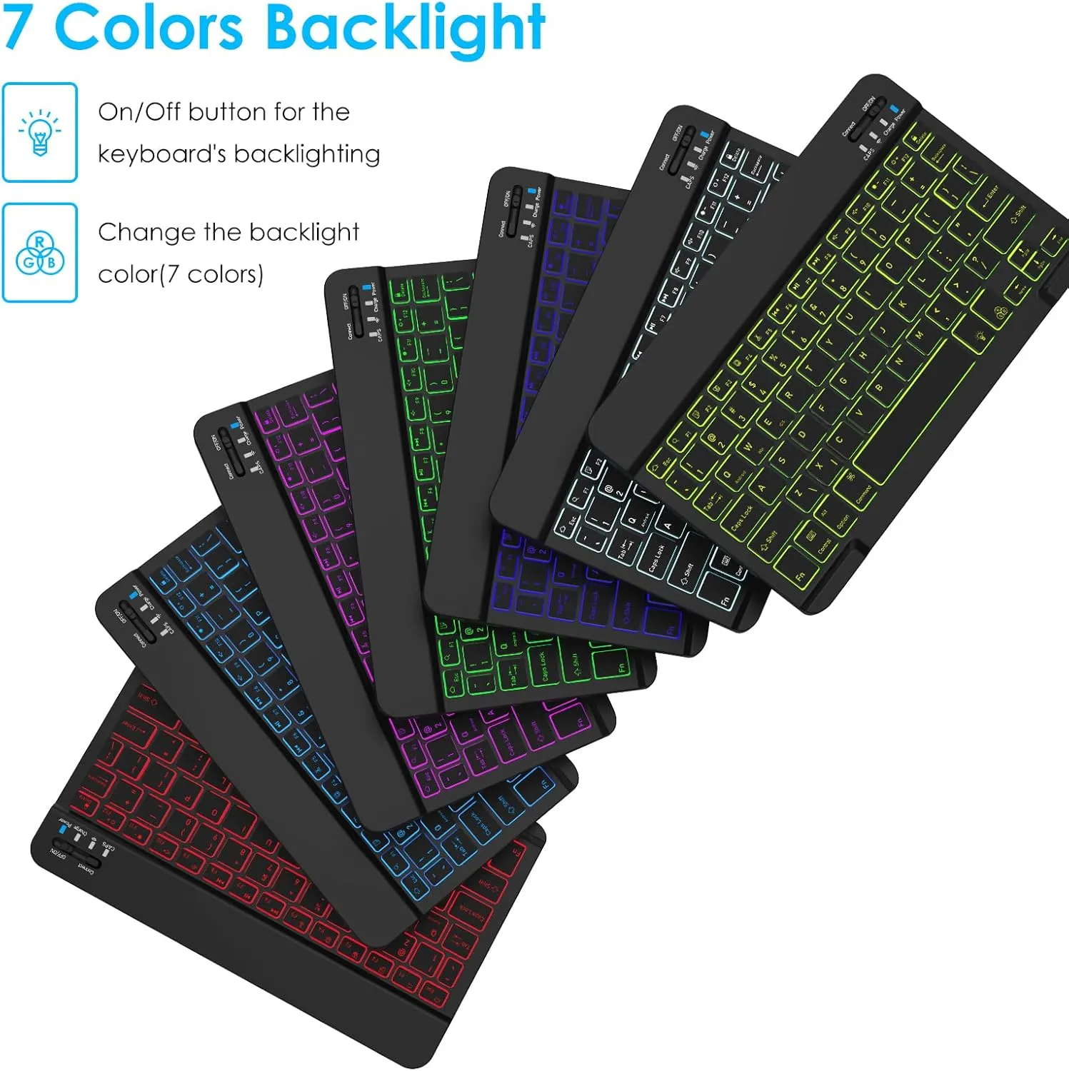 LAMA 7 Colors Backlit Bluetooth Keyboard and Mouse Combo for iPad Pro/Air/Mini, Ultra-Slim Rechargeable Wireless Keyboard and Mouse for iPhone 15/14/13 Pro/Samsung/Tablet/PC/Laptop/iOS/Windows/Android