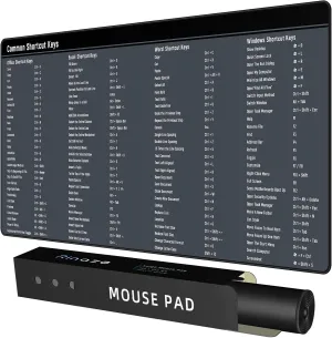 Large Gaming Mouse Pad, Excel Shortcuts Desk Mat Pad, Anti-Slip Keyboard Pad with Multifunctional, Comfortable XXL Mousepad for MacBook, Laptop, Gaming PC, Office Desk Accessories - Grey