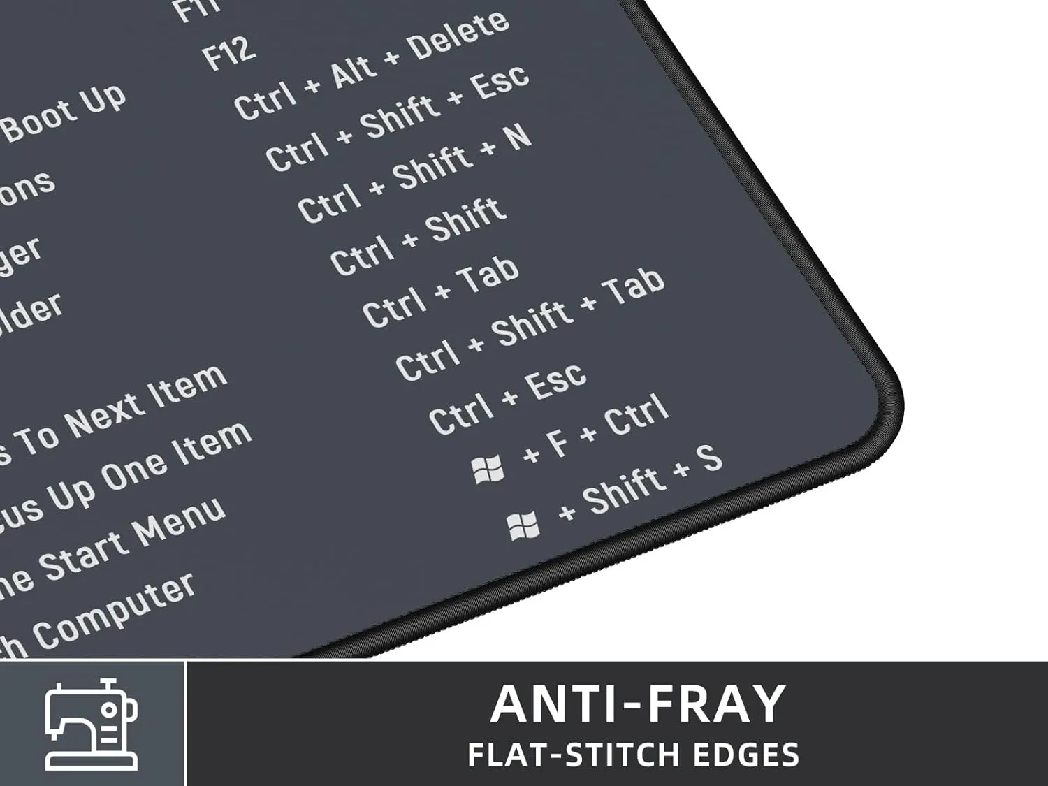 Large Gaming Mouse Pad, Excel Shortcuts Desk Mat Pad, Anti-Slip Keyboard Pad with Multifunctional, Comfortable XXL Mousepad for MacBook, Laptop, Gaming PC, Office Desk Accessories - Grey
