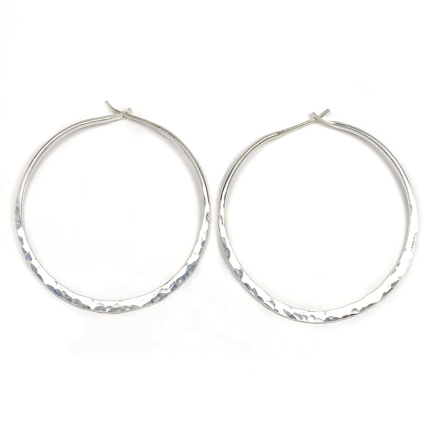 Large Silver Hoop Earrings, Comes as Pair, 925 Sterling Silver, 45mm, 16 gauge, Latch Back, Silver Hoop Earrings Hypoallergenic, Silver Earrings for Women (45mm, Sterling Silver)