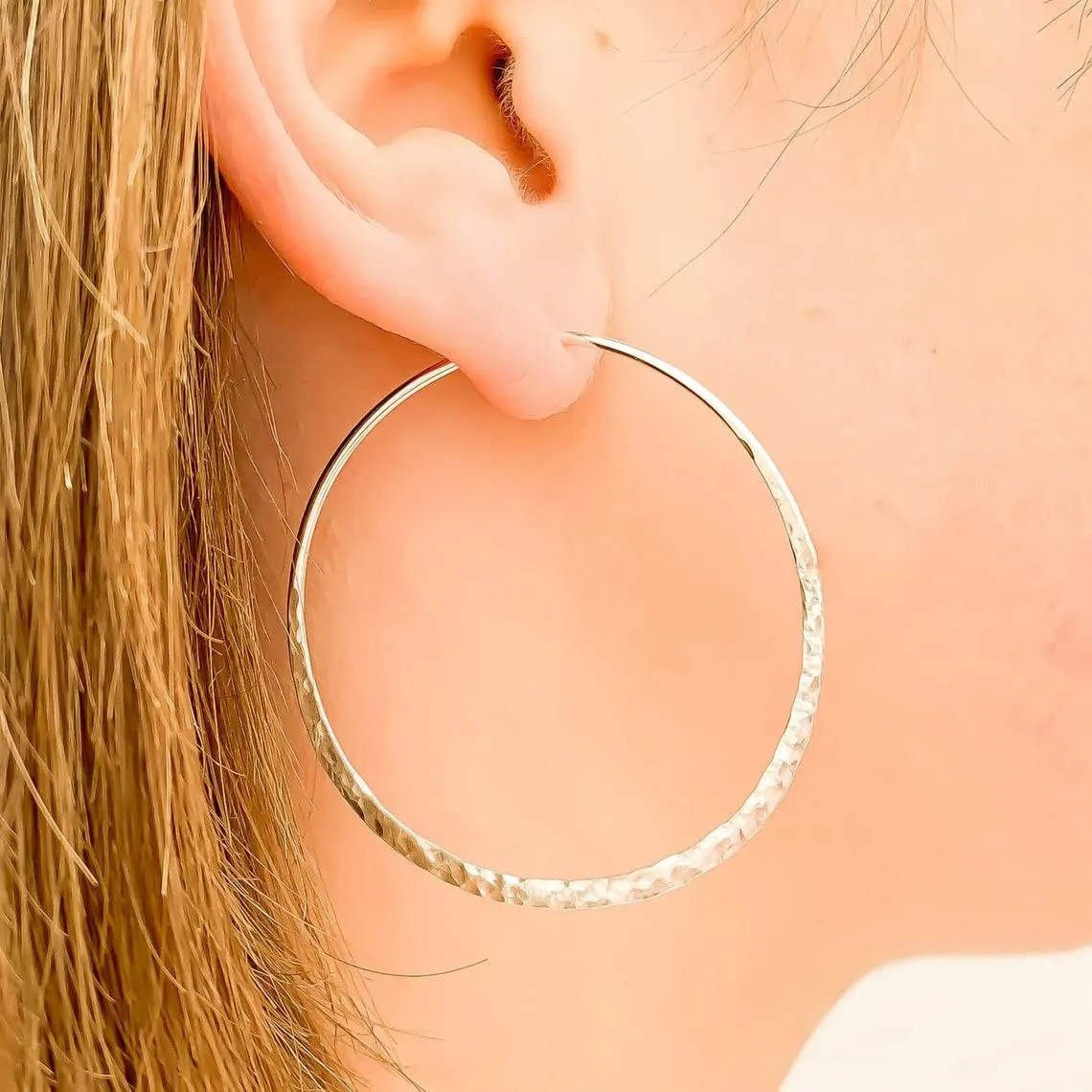 Large Silver Hoop Earrings, Comes as Pair, 925 Sterling Silver, 45mm, 16 gauge, Latch Back, Silver Hoop Earrings Hypoallergenic, Silver Earrings for Women (45mm, Sterling Silver)
