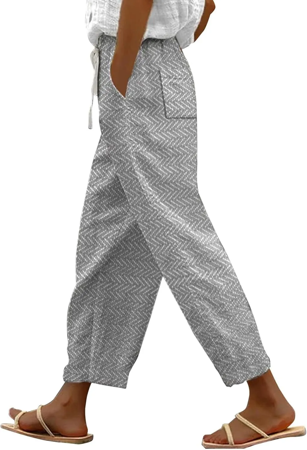 LCMTWX Beach Pants for Women 2025 Pants with Pockets Wide Leg Cropped Pants for Women Capri Pants 2025 Pants with Pockets