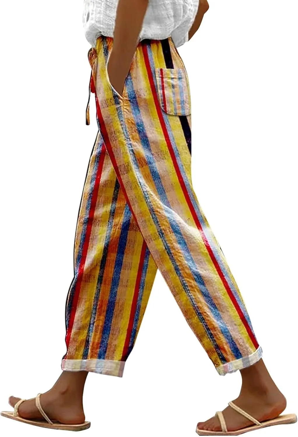LCMTWX Beach Pants for Women 2025 Pants with Pockets Wide Leg Cropped Pants for Women Capri Pants 2025 Pants with Pockets