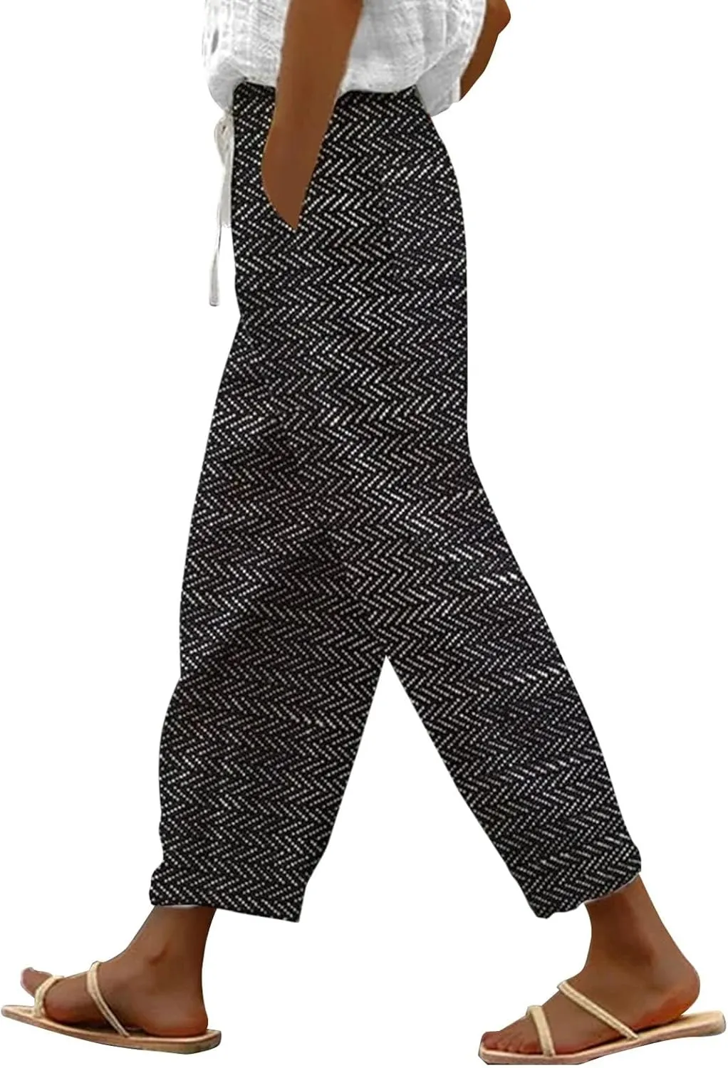 LCMTWX Beach Pants for Women 2025 Pants with Pockets Wide Leg Cropped Pants for Women Capri Pants 2025 Pants with Pockets