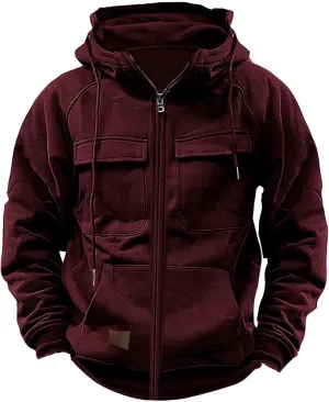LCMTWX Black Sweatshirt Winter Vintage Long Sleeve Hoodie Half Zipper Hooded Sweatshirt Top Workwear Multi Pocket Outdoor