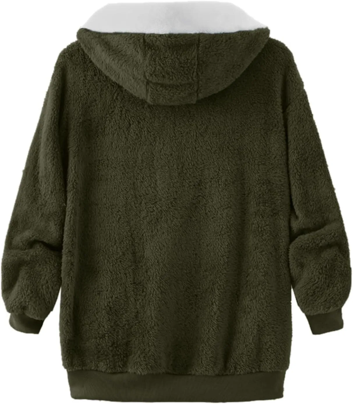 LCMTWX Womens Winter Jacket Coats Solid Color Artificial Wool Zipper Drawstring Long-Sleeved Thermal Sweatshirt Outerwear