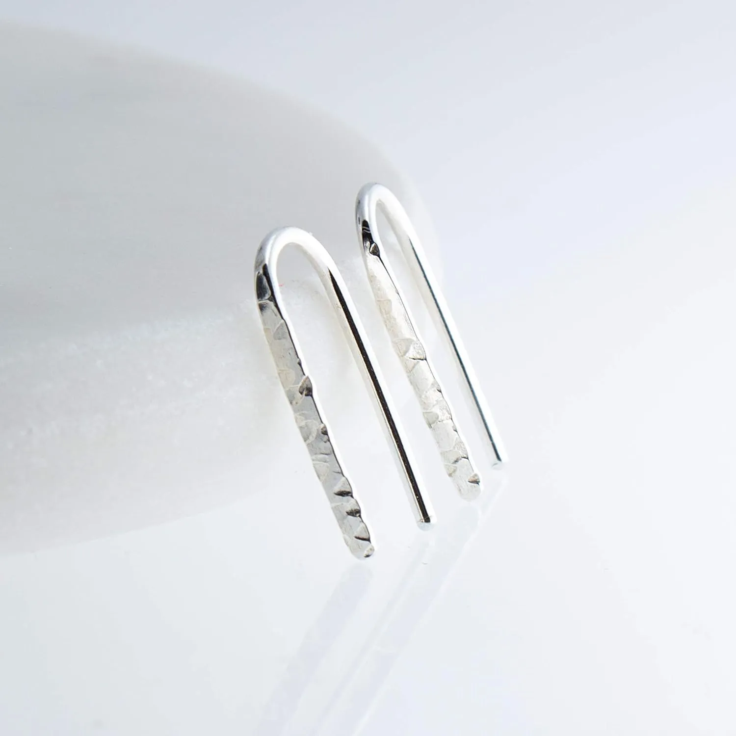 Lightweight Piercing Teardrop Hoop Earrings for Women, Sterling Silver Small Oval Pull Through, Gift (Sterling Silver 925, Textured-Hammered | 18 Gauge)