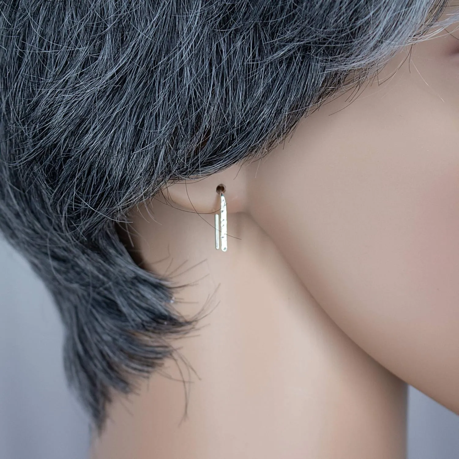 Lightweight Piercing Teardrop Hoop Earrings for Women, Sterling Silver Small Oval Pull Through, Gift (Sterling Silver 925, Textured-Hammered | 18 Gauge)