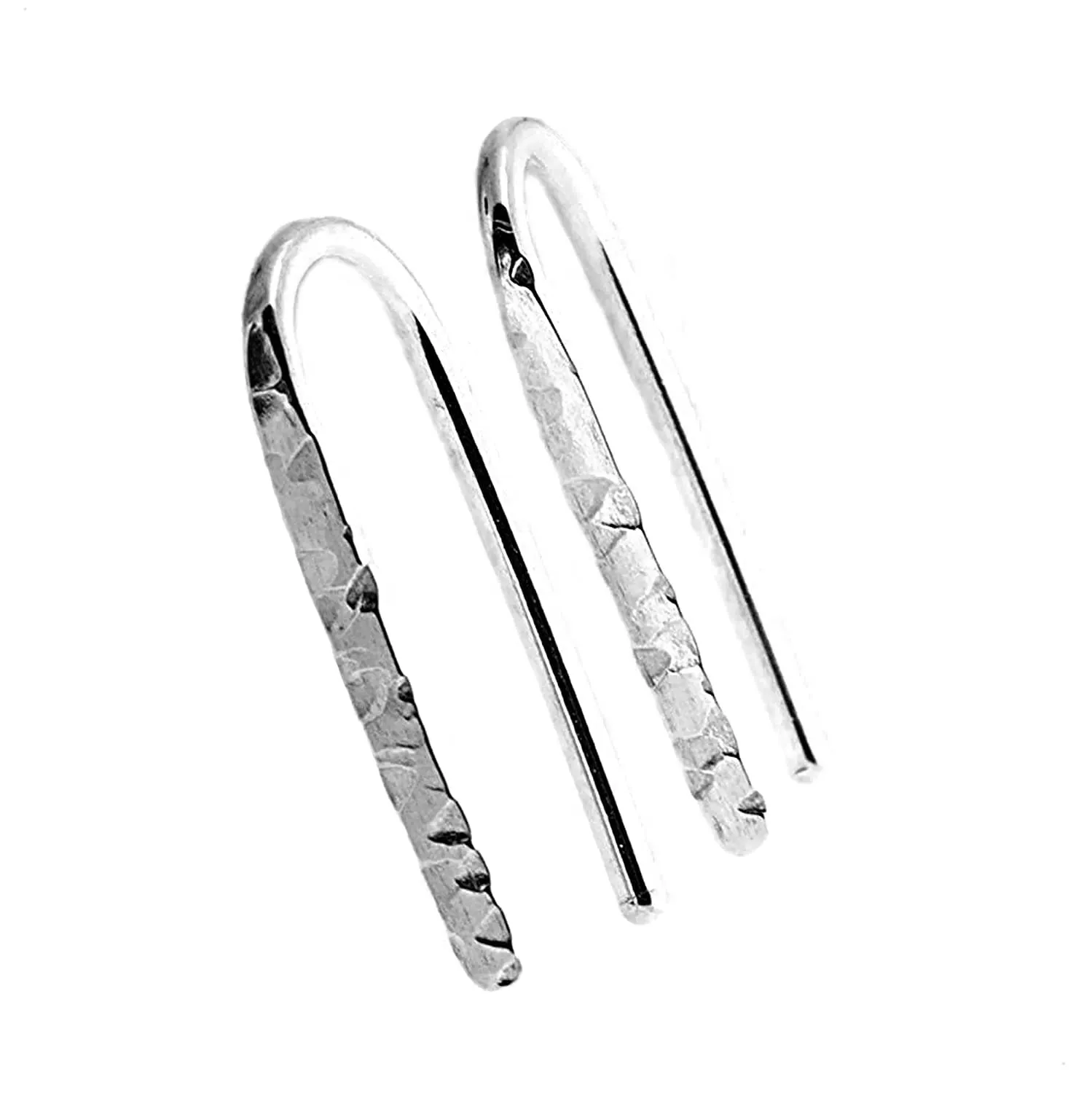 Lightweight Piercing Teardrop Hoop Earrings for Women, Sterling Silver Small Oval Pull Through, Gift (Sterling Silver 925, Textured-Hammered | 18 Gauge)