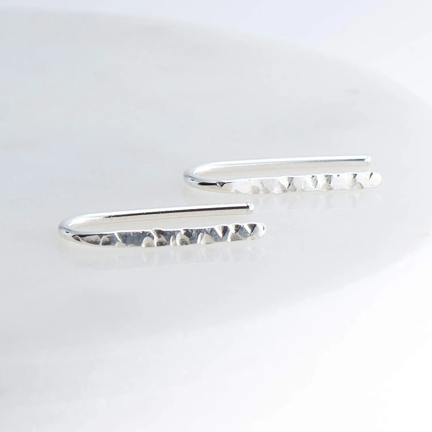 Lightweight Piercing Teardrop Hoop Earrings for Women, Sterling Silver Small Oval Pull Through, Gift (Sterling Silver 925, Textured-Hammered | 18 Gauge)