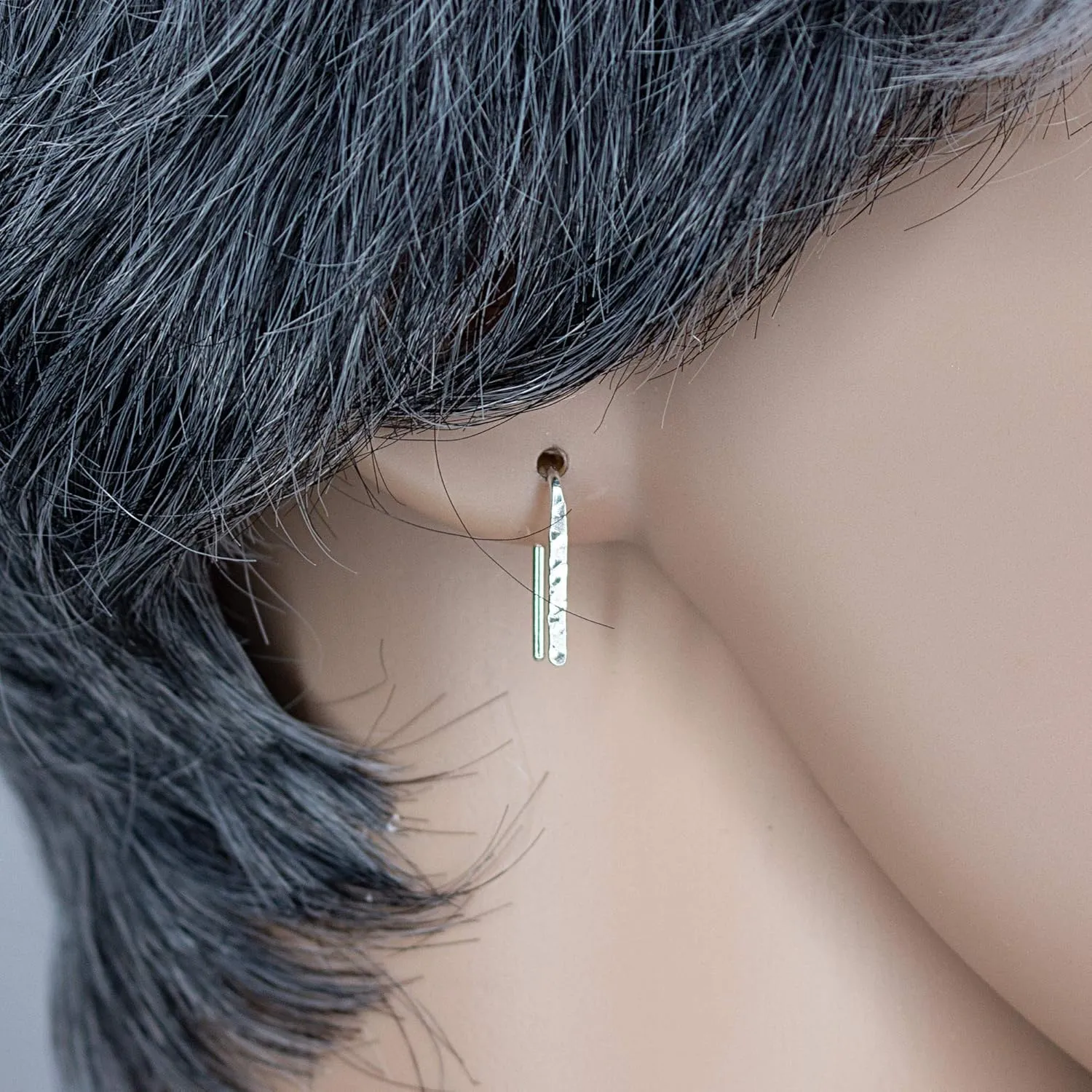 Lightweight Piercing Teardrop Hoop Earrings for Women, Sterling Silver Small Oval Pull Through, Gift (Sterling Silver 925, Textured-Hammered | 18 Gauge)