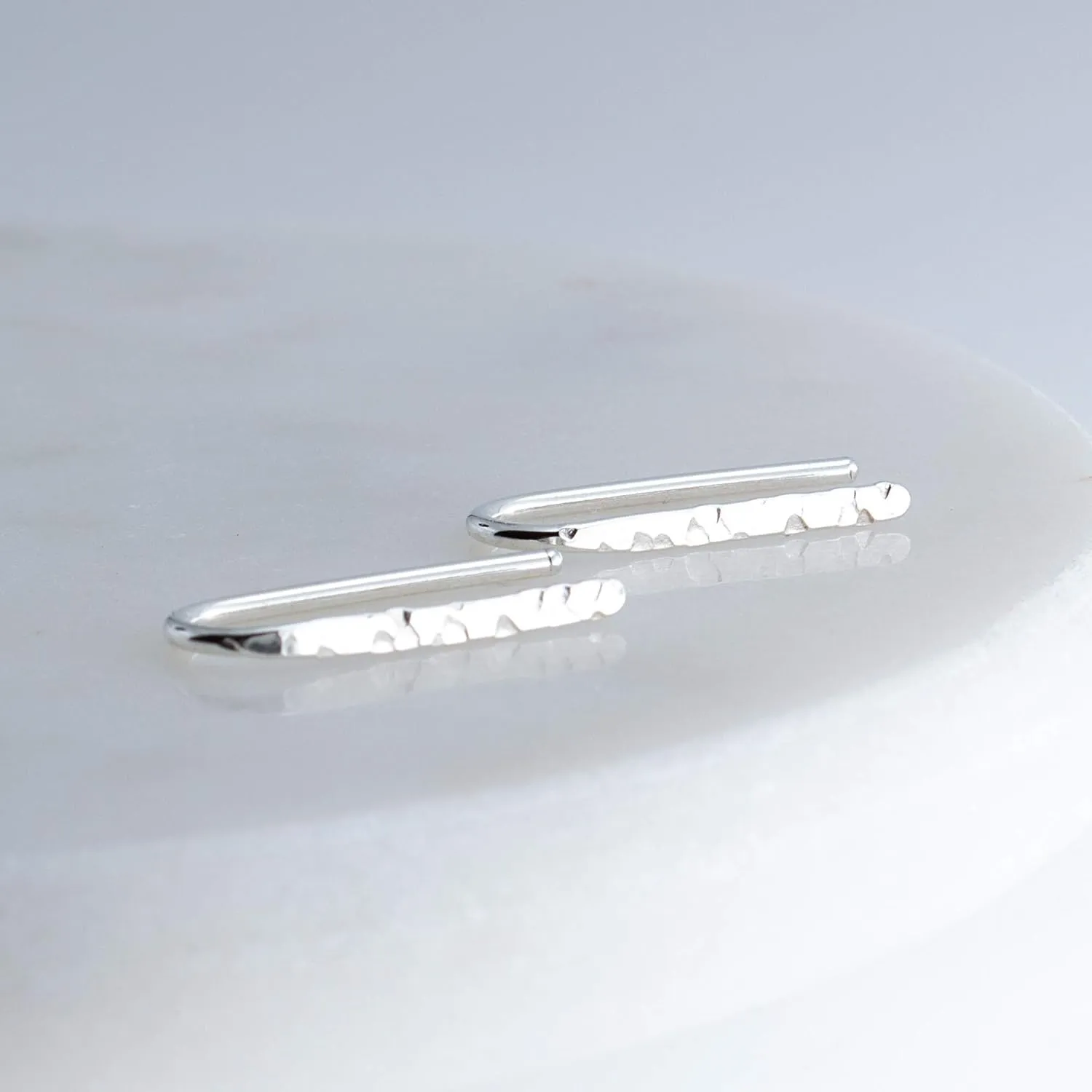 Lightweight Piercing Teardrop Hoop Earrings for Women, Sterling Silver Small Oval Pull Through, Gift (Sterling Silver 925, Textured-Hammered | 18 Gauge)