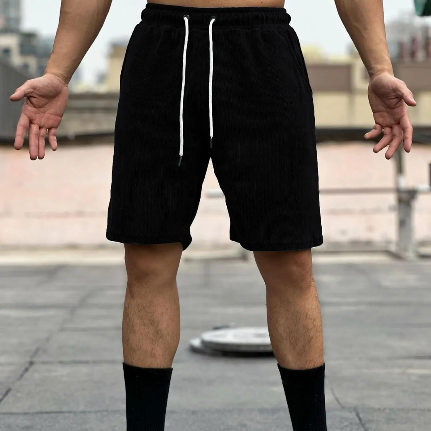 Lightweight Summer Sweat Shorts for Men Casual Stretchy Waist Drawstring Short Joggers Slim Fit Gym Workout Short with Pocket