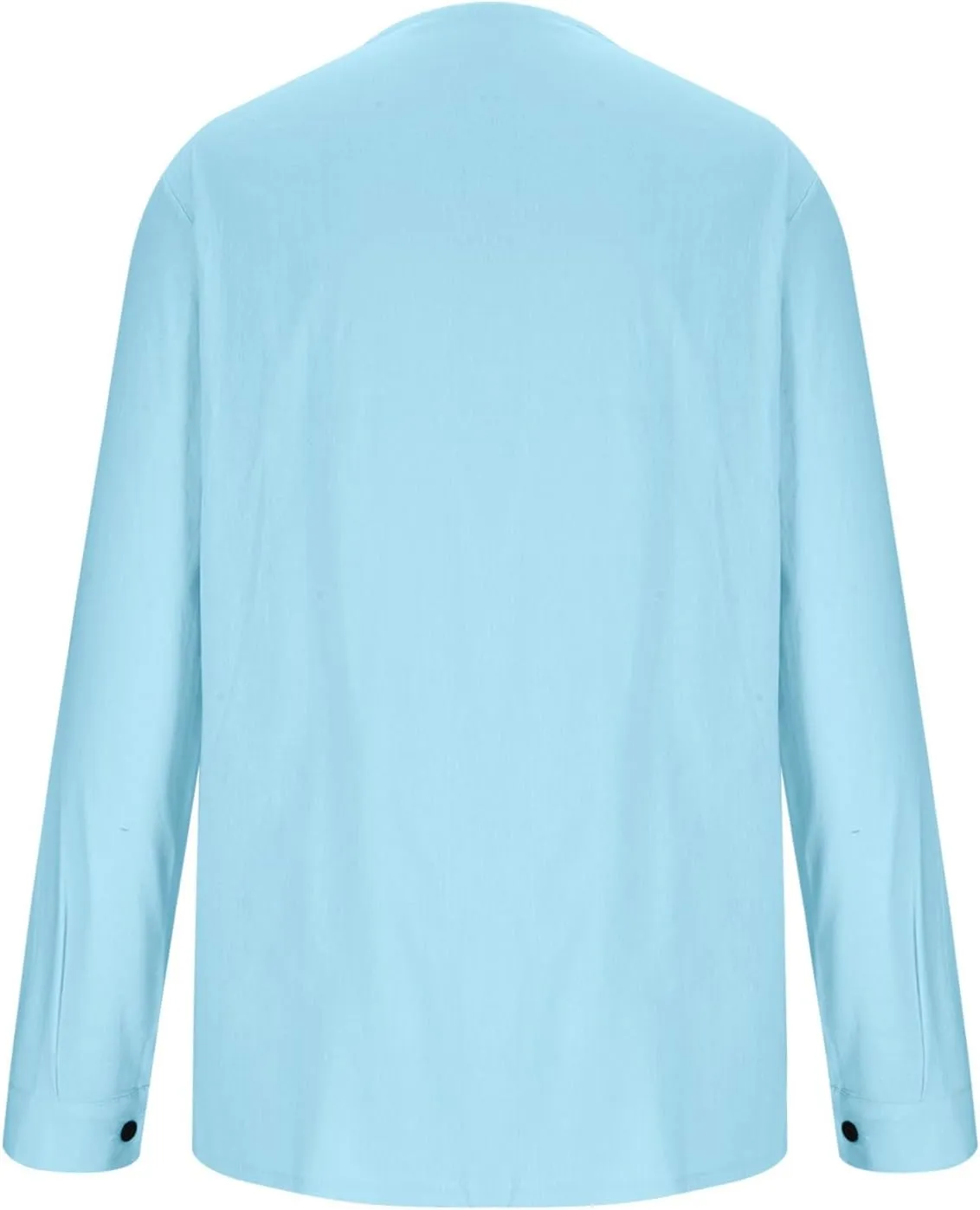 Linen Shirt for Men Casual Crew Neck Solid Color Long Sleeve Blouses Button Cotton Loose Trendy Hawaiian Shirts Top