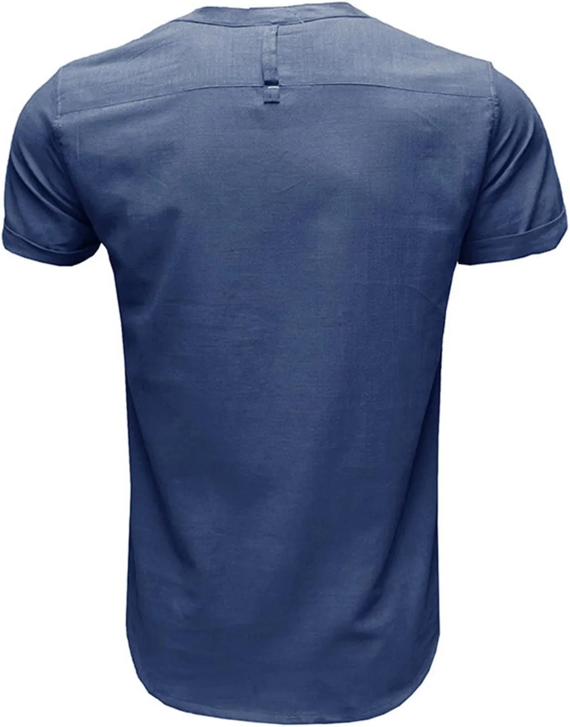 Linen Shirt Men Slim Button Short Sleeve Henley Tees Shirts with Pockets Solid Color Summer Hawaiian Blouses 2025