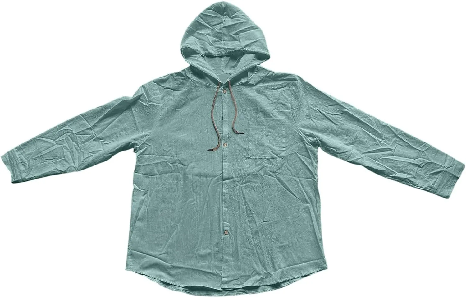 Linen Shirts for Men Long Sleeve Button Down Hoodies Sun Casual Beach Tee Linen Hawaiian V Neck T-Shirts with Pockets