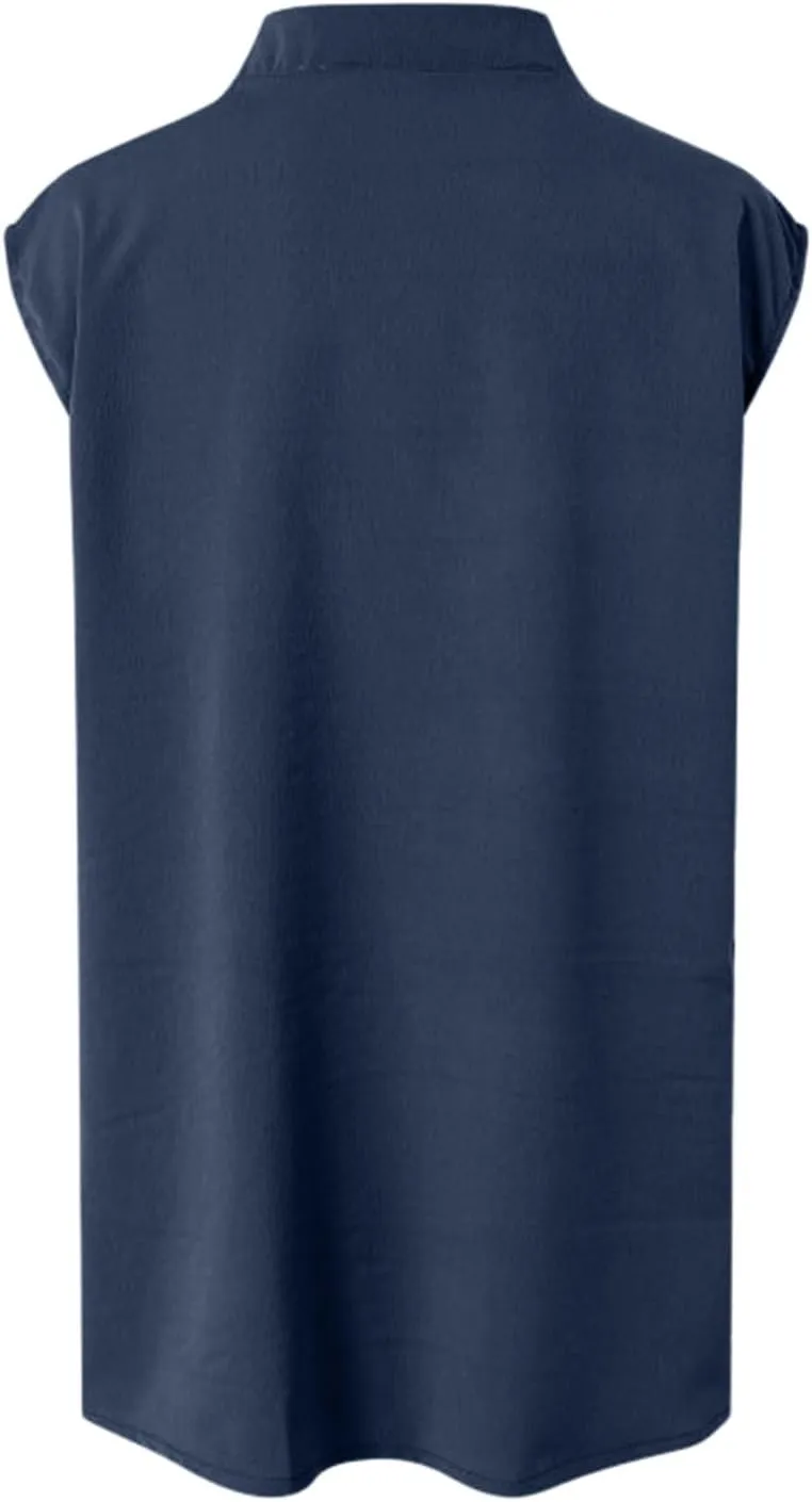 Linen Tank Tops for Women Loose Fit Summer Tops Trendy Sleeveless Casual Button V Neck Tunic Blouses Outfits 2025
