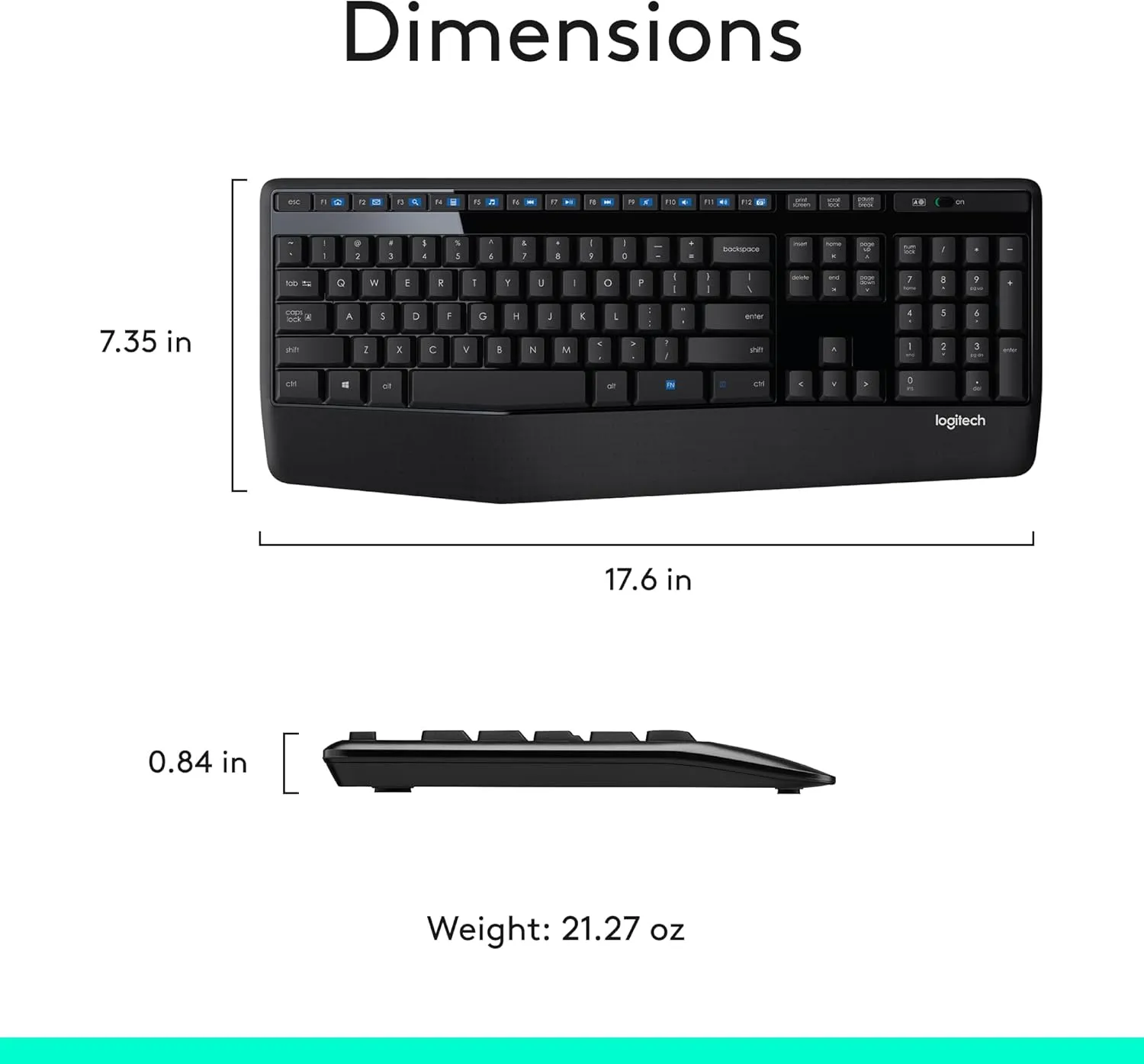 Logitech MK345 Wireless Keyboard and Mouse Combo with Palm Rest, 2.4 GHz USB Receiver, Compatible with PC, Laptop, Black