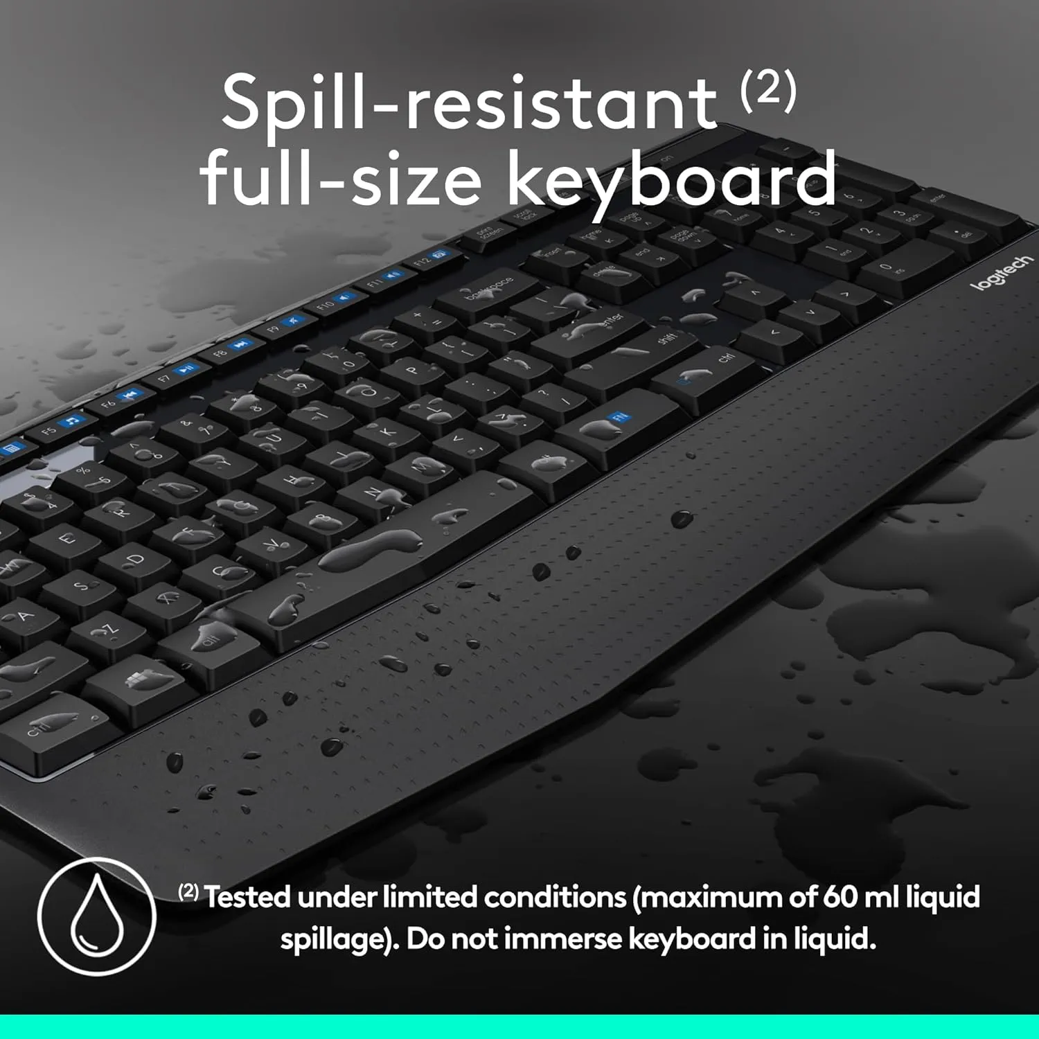 Logitech MK345 Wireless Keyboard and Mouse Combo with Palm Rest, 2.4 GHz USB Receiver, Compatible with PC, Laptop, Black