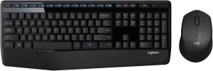 Logitech MK345 Wireless Keyboard and Mouse Combo with Palm Rest, 2.4 GHz USB Receiver, Compatible with PC, Laptop, Black