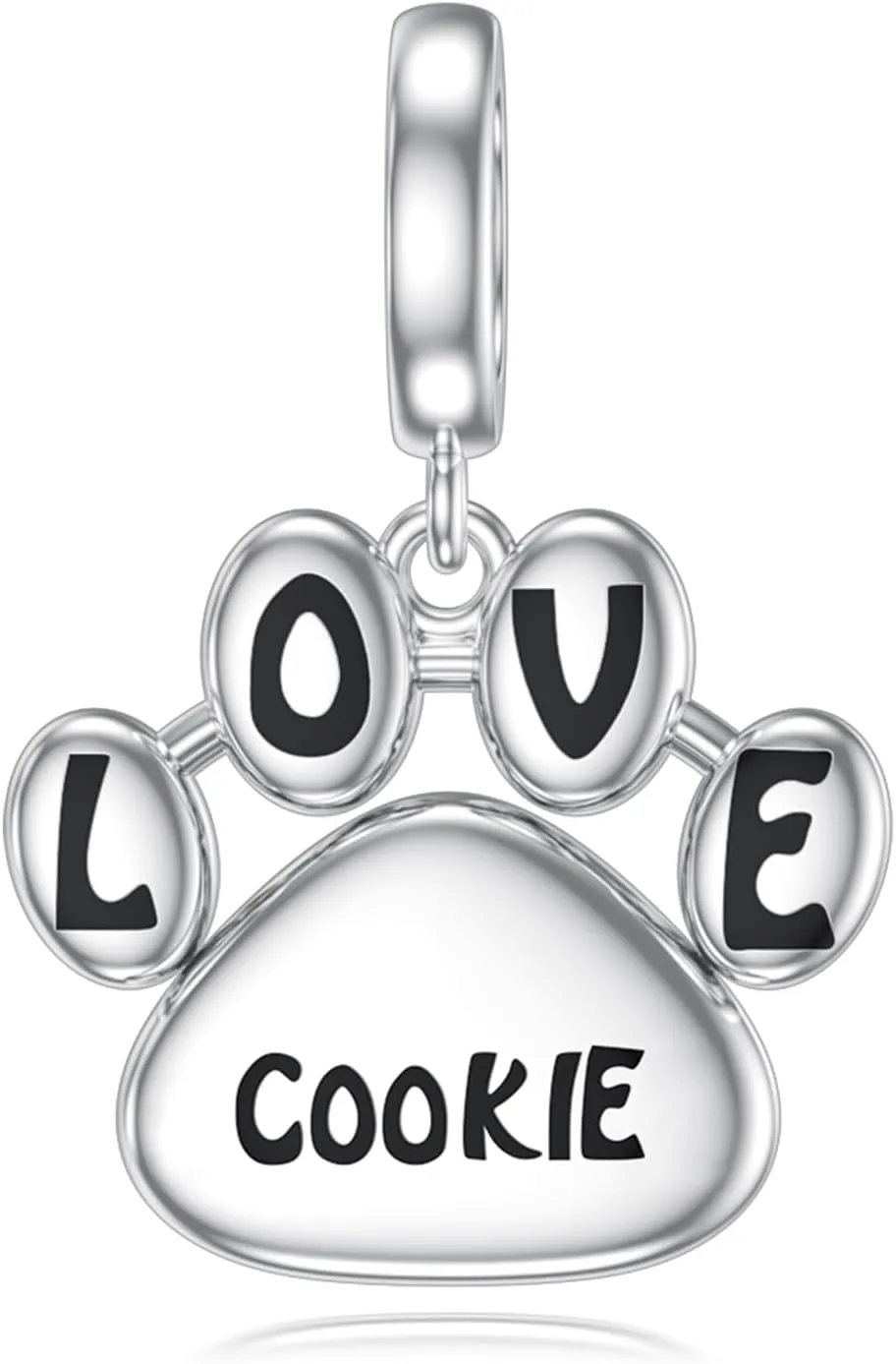 LONAGO Personalized Engraved Name Dog Paw Charm Bead 925 Sterling Silver Customized Pet Charm Fit Snake Bracelet Memorial Jewelry Gift for Women Mom