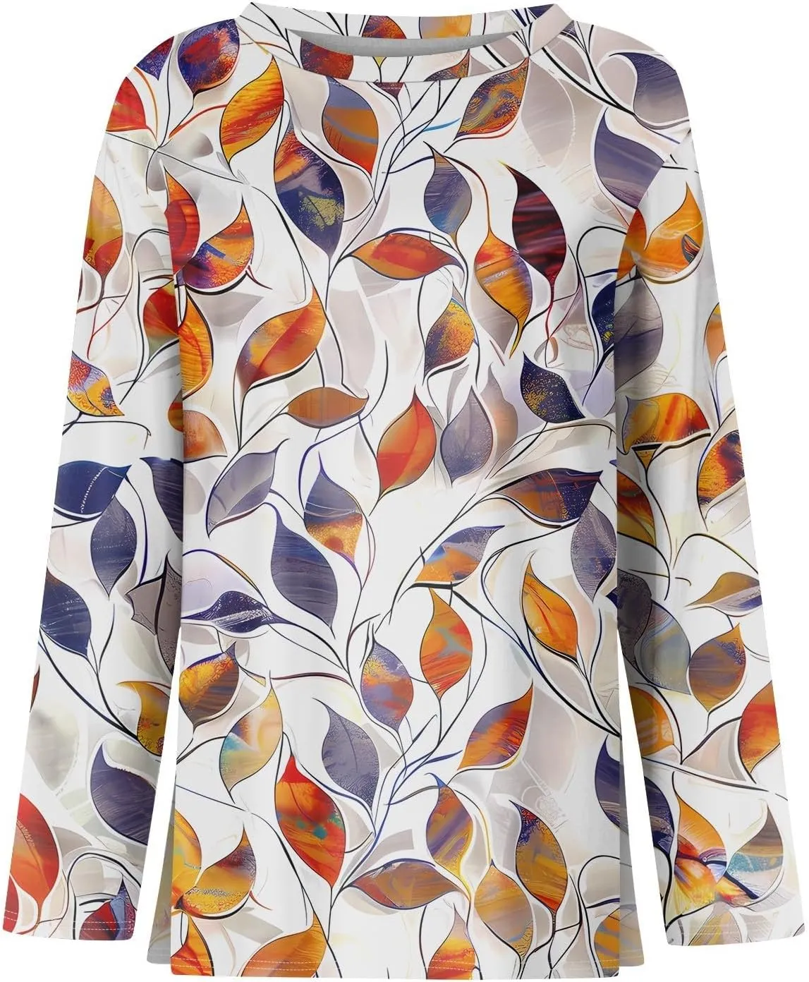 Long Sleeve Shirts for Women - Womens T Shirts Long Sleeve Crew Neck Shirts Basic Tee Sort Comfy Floral Printed Tops