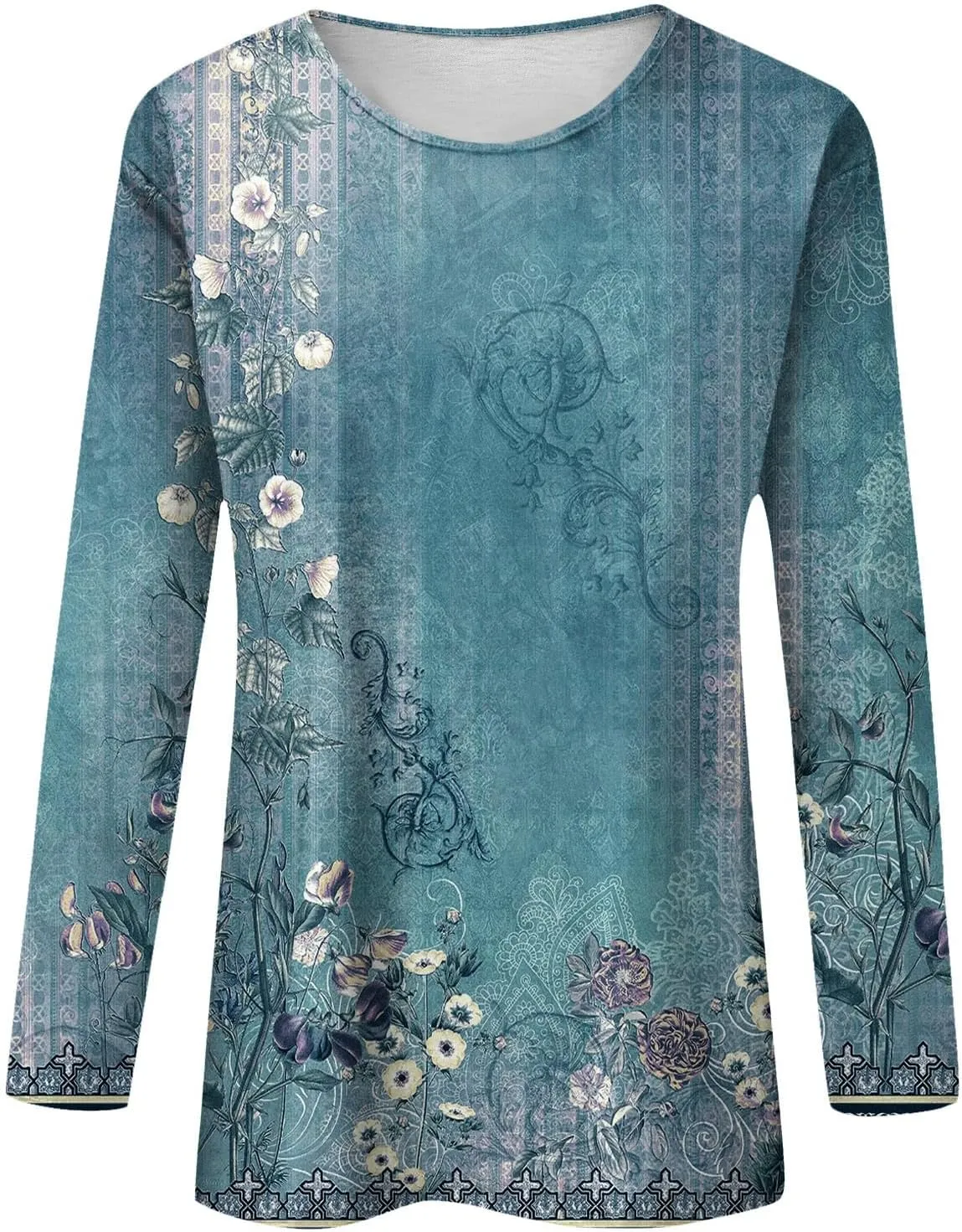 Long Sleeve Shirts for Women - Womens T Shirts Long Sleeve Crew Neck Shirts Basic Tee Sort Comfy Printed Tops Blouse