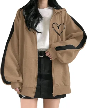 Los Angeles California Jacket for Women Hoodies Full Zip Up Print Pockets Long Sleeve Hooded Sweatshirt Coat Cute Zipper