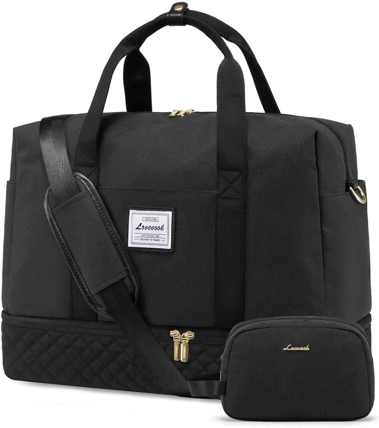 LOVEVOOK Travel Duffel Bag, 18inch Weekender Bags for Women with Shoe Compartment35L Carry on Overnight Bag with Toiletry Bag, Gym Duffel Bag with Wet Pocket, Hospital Bags for Labor and Deliver