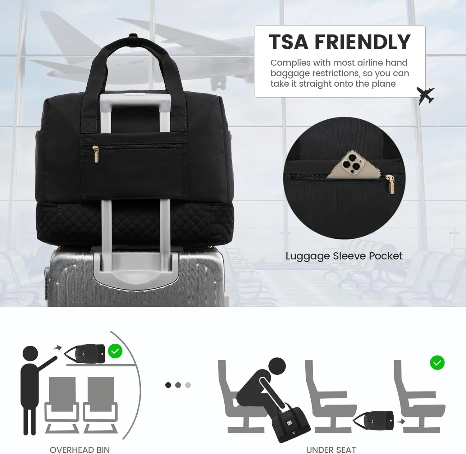 LOVEVOOK Travel Duffel Bag, 18inch Weekender Bags for Women with Shoe Compartment35L Carry on Overnight Bag with Toiletry Bag, Gym Duffel Bag with Wet Pocket, Hospital Bags for Labor and Deliver