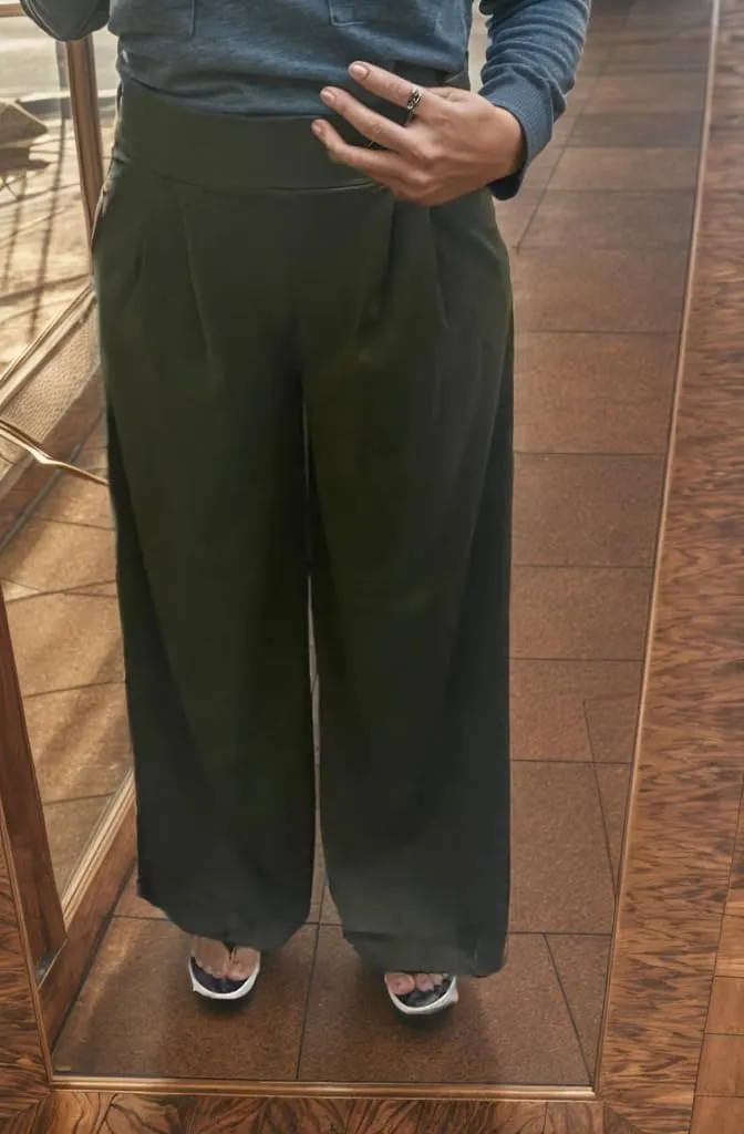LROSEY Women Casual Stretchy Wide Leg Palazzo Pants with Pockets Flowy Dress Pants High Waisted Trousers