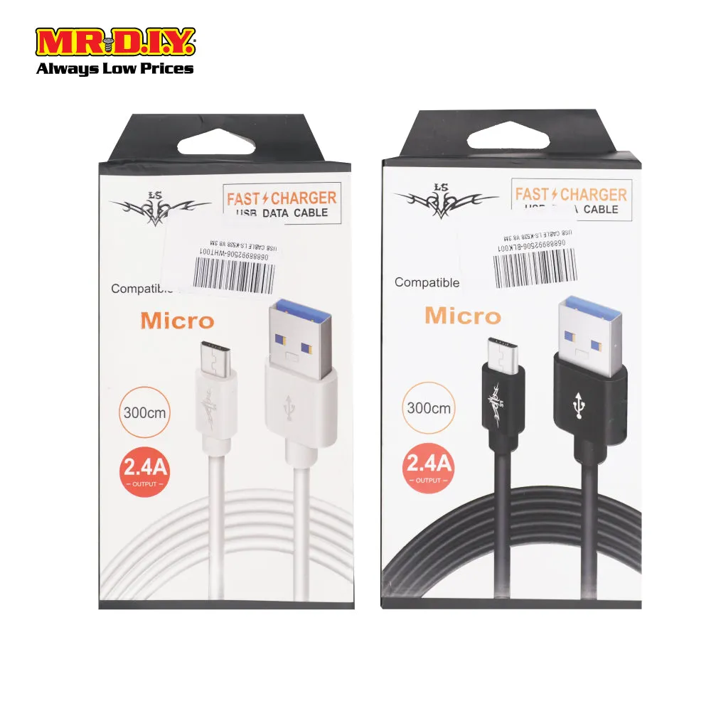 LS Micro USB Fast Charging Data Cable 2.4A (3m)