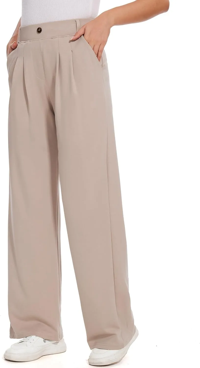 M MOTEEPI Women's Wide Leg Dress Pants Work Pants Pull on Business Casual Office Trousers Slacks 29"/31"