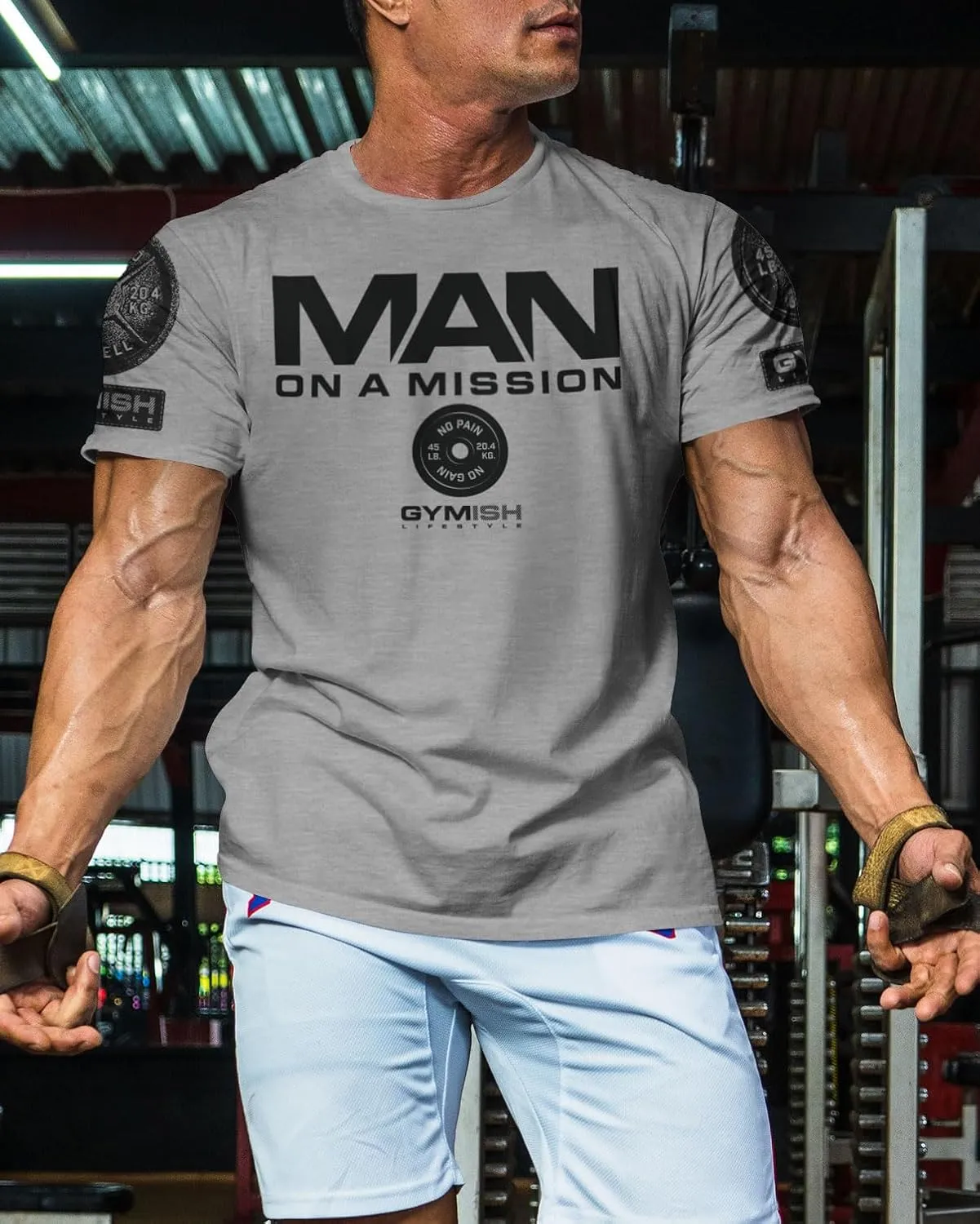 Man on Mission Workout Shirts for Men, Motivational Gym Funny Lifting T-Shirts