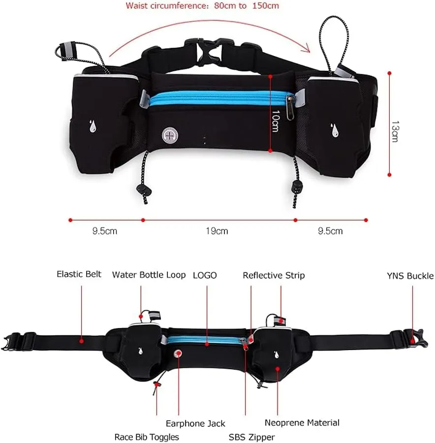 Marathon Jogging Cycling Running Hydration Belt Waist Bag Pouch Fanny Pack Phone Holder for 250ml Water Bottles (Color : A) (C)