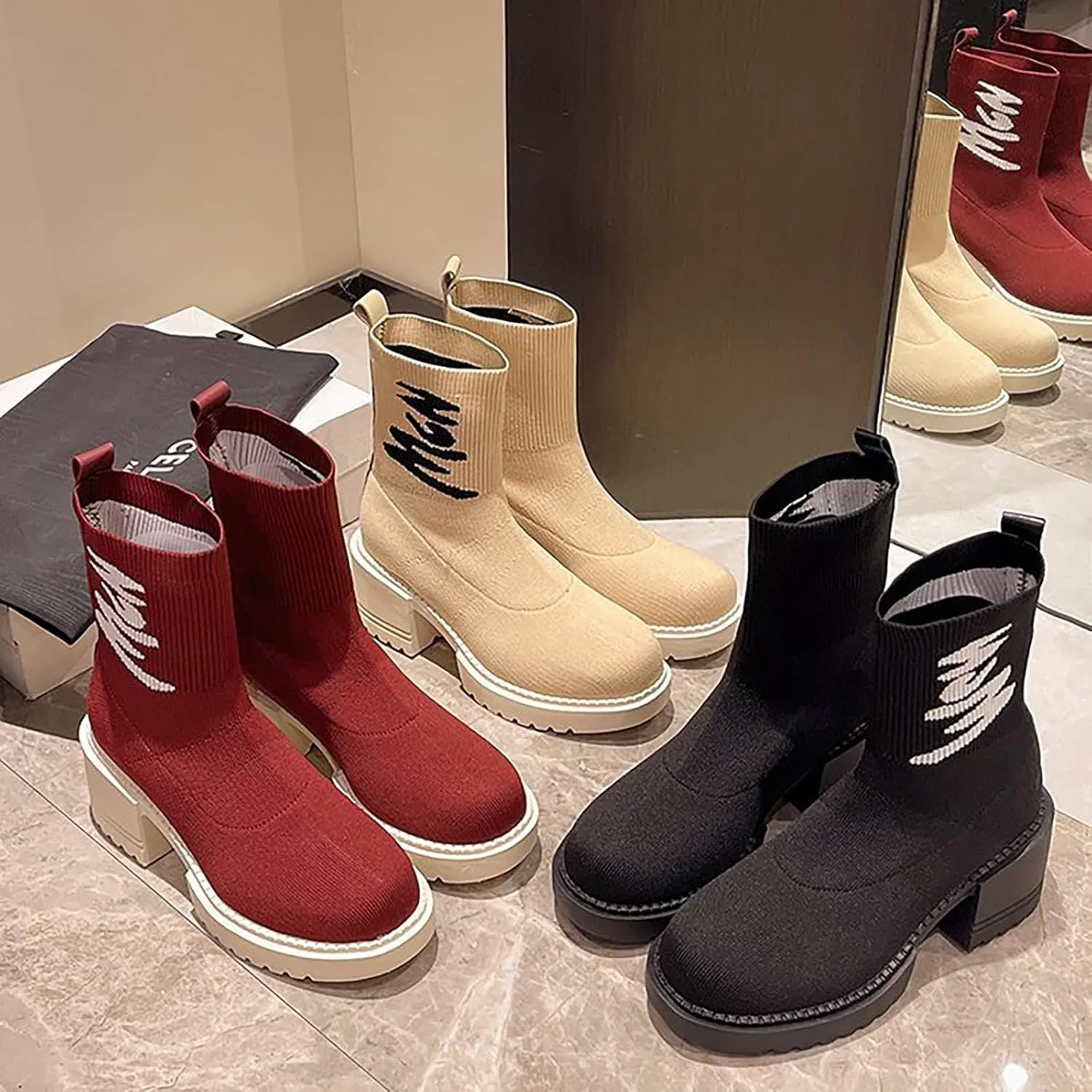Men Ankle Boots White Booties Womens Wide Width Boots Chunky Brown Boots Black Ankle Boots for Women Chunky Heel Wide Width Women Ankle Boots No Heel
