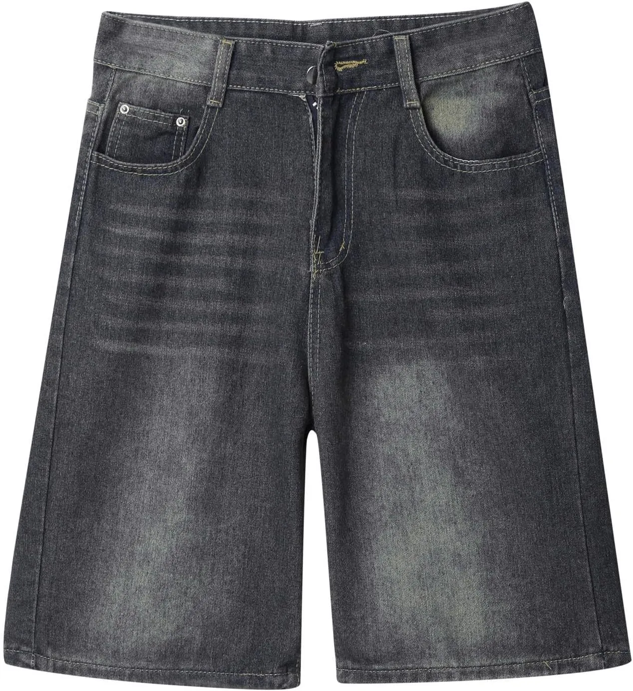 Men Baggy Jean Shorts Loose Fit Mid Denim Shorts Summer Casual Y2K Hip Hop Streetwear