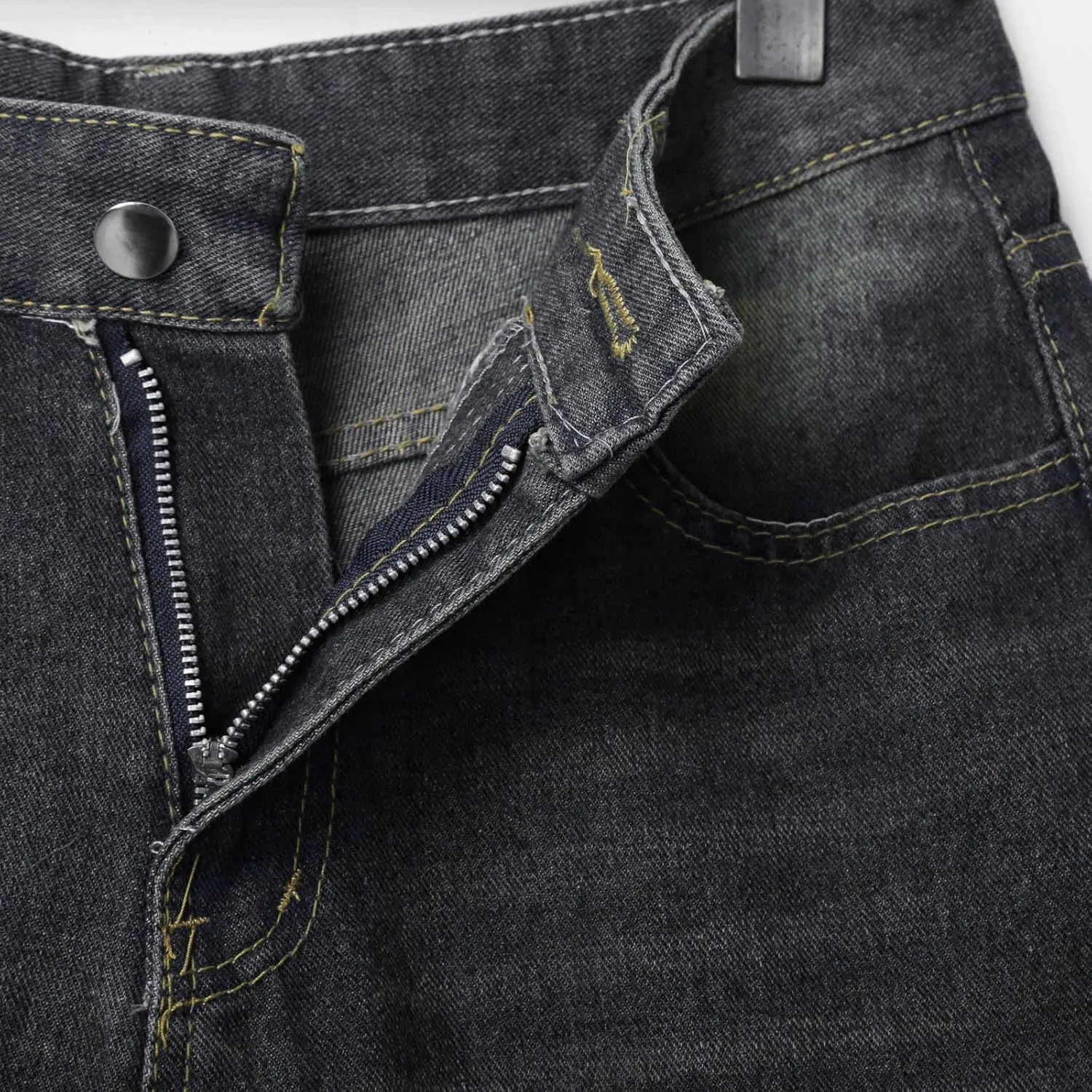 Men Baggy Jean Shorts Loose Fit Mid Denim Shorts Summer Casual Y2K Hip Hop Streetwear