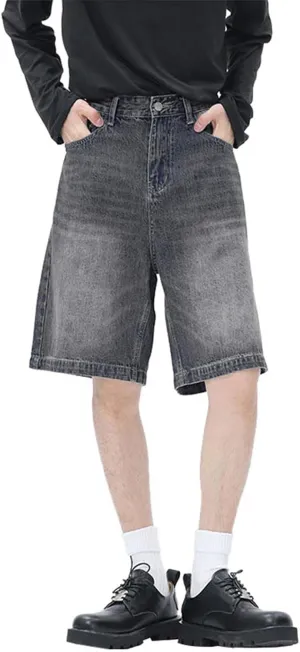 Men Baggy Jean Shorts Loose Fit Mid Denim Shorts Summer Casual Y2K Hip Hop Streetwear