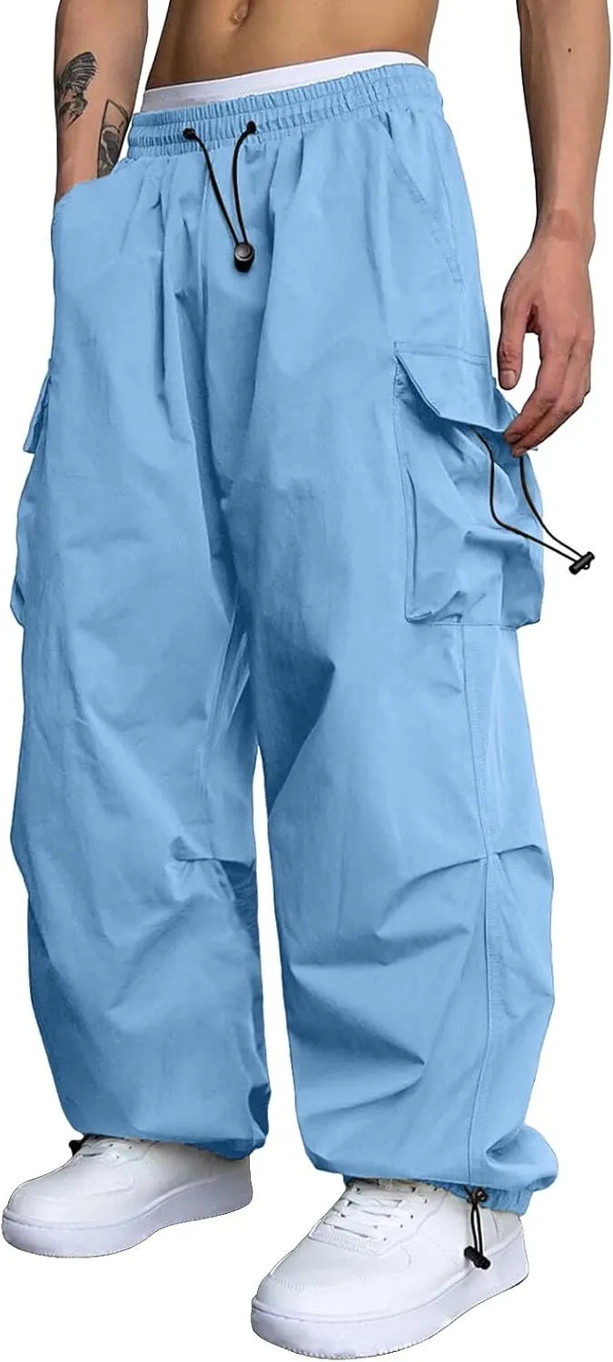 Men Cargo Pants Casual Cotton Stretch Elastic Waist Pant Work Pant with Pockets