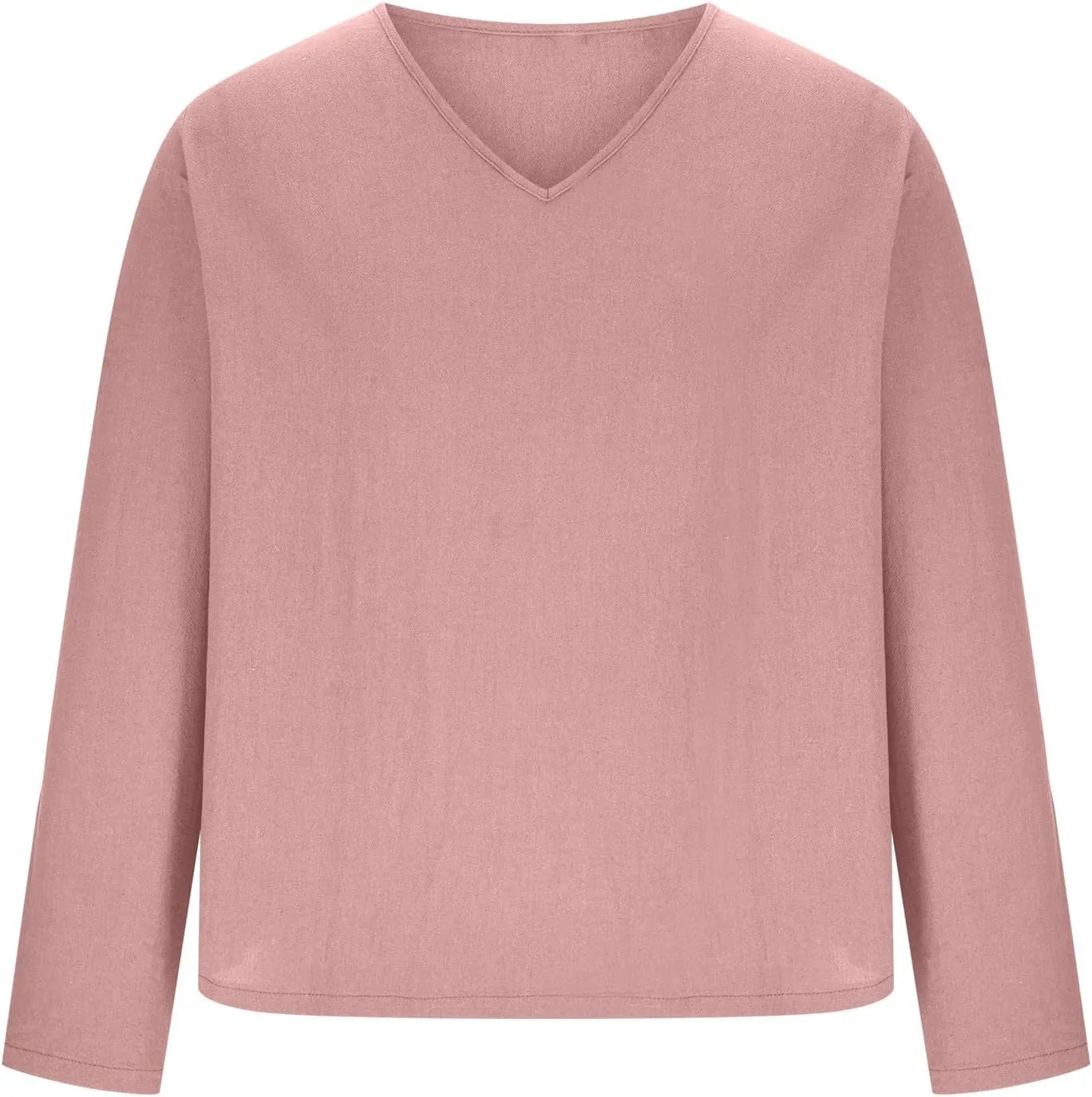 Men Linen Shirts Long Sleeve V Neck Cotton Comfy Spring Tees Shirt Solid Color Loose Fashion Sport 2025 Blouses Tops